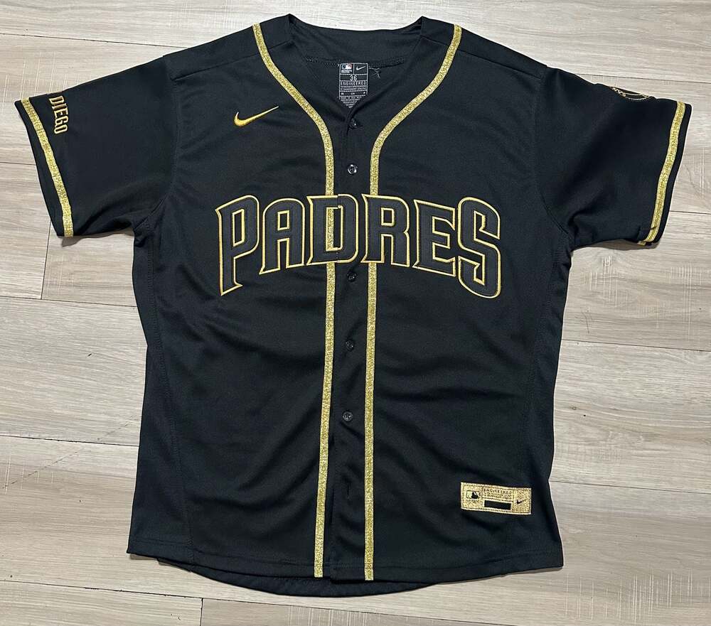 Nike MLB San Diego Padres Tatis Jr. 23 Black Gold City Connect Jersey